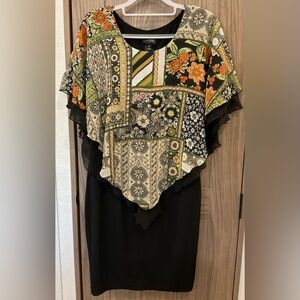 Enfocus Studio Womens Sleeveless Black /brown 2 Layer Top Bat Wing Dress Size 8
